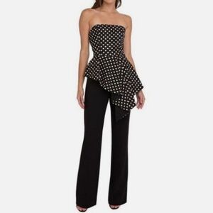 Black Halo Parma Strapless Polka Dot Peplum Jumpsuit Size 2 NWT